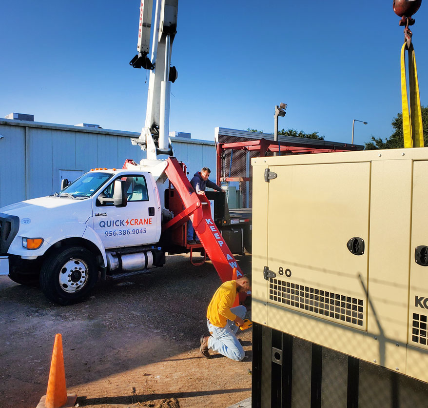 Electro Cooling Service 19-ton crane and bucket truck service in the Rio Grande Valley